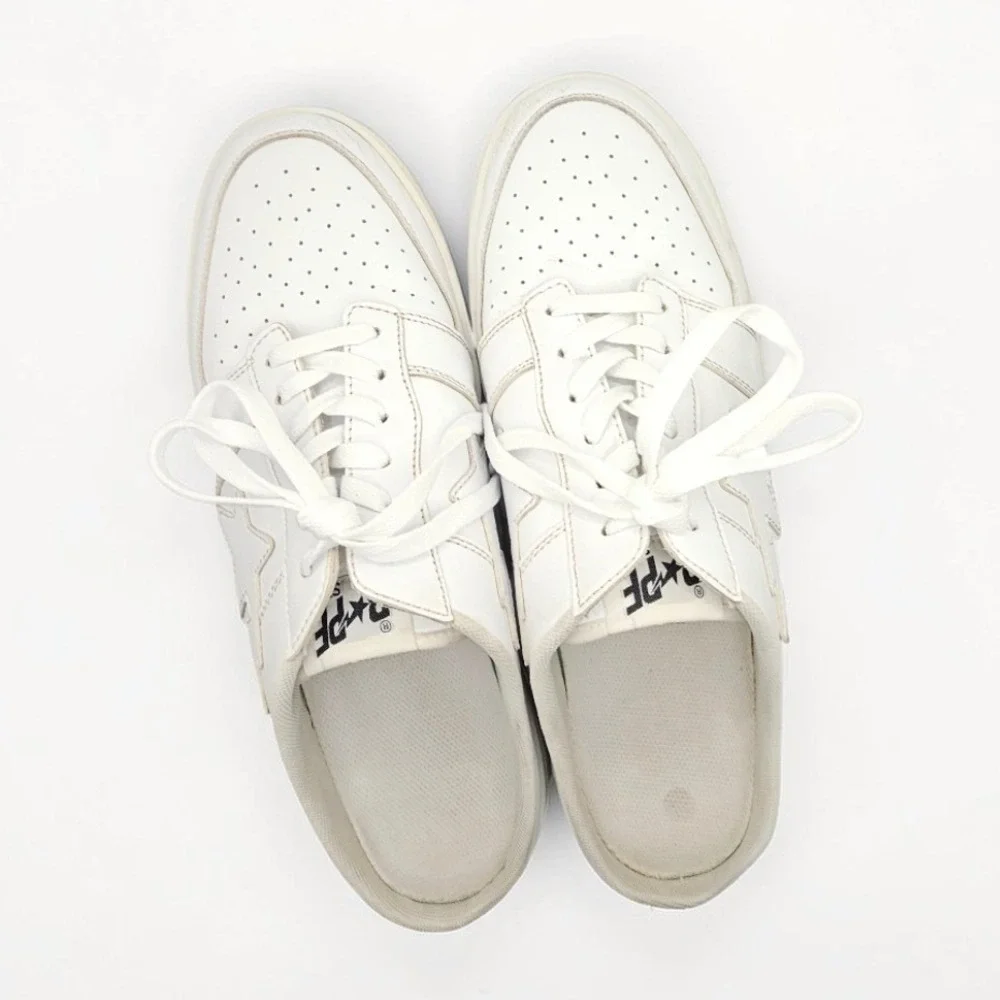 BAPE STA Mule Sneakers Size 12 White Leather Bapesta Slip On Authentic